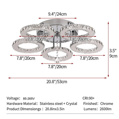 Crystal 5-Ring Chandelier