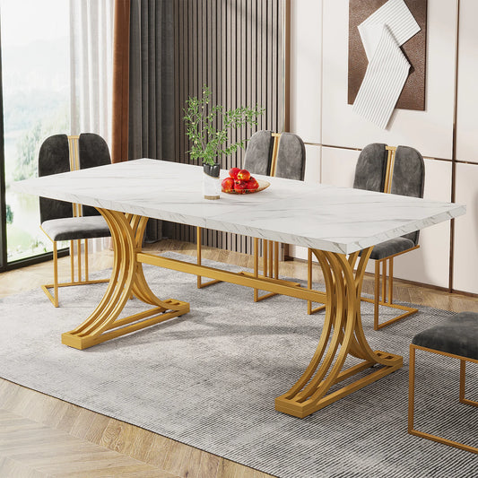 Modern Faux Marble Dining Table