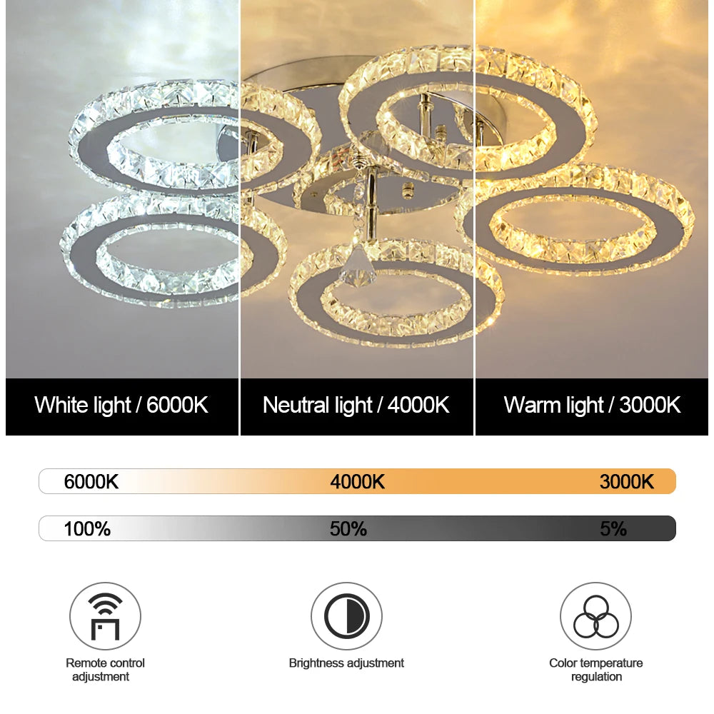 Crystal 5-Ring Chandelier