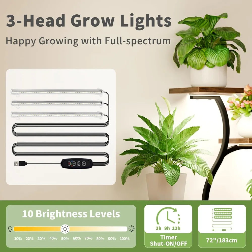 49" Tall Plant Shelf with Lights for Indoor Growing