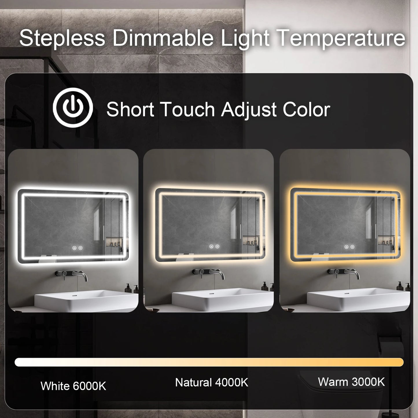 LED Bathroom Mirror with Backlit Lights