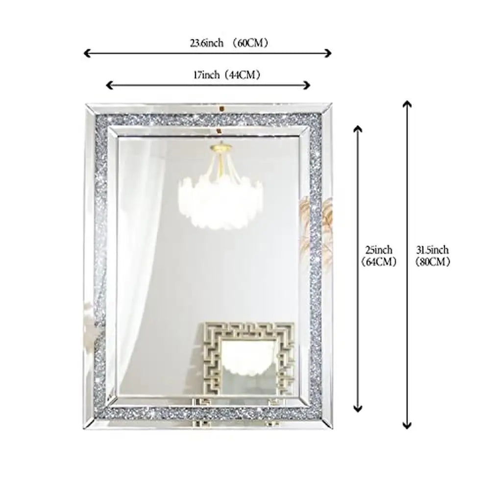 Luxury Crushed Diamond Beveled Wall Mirror