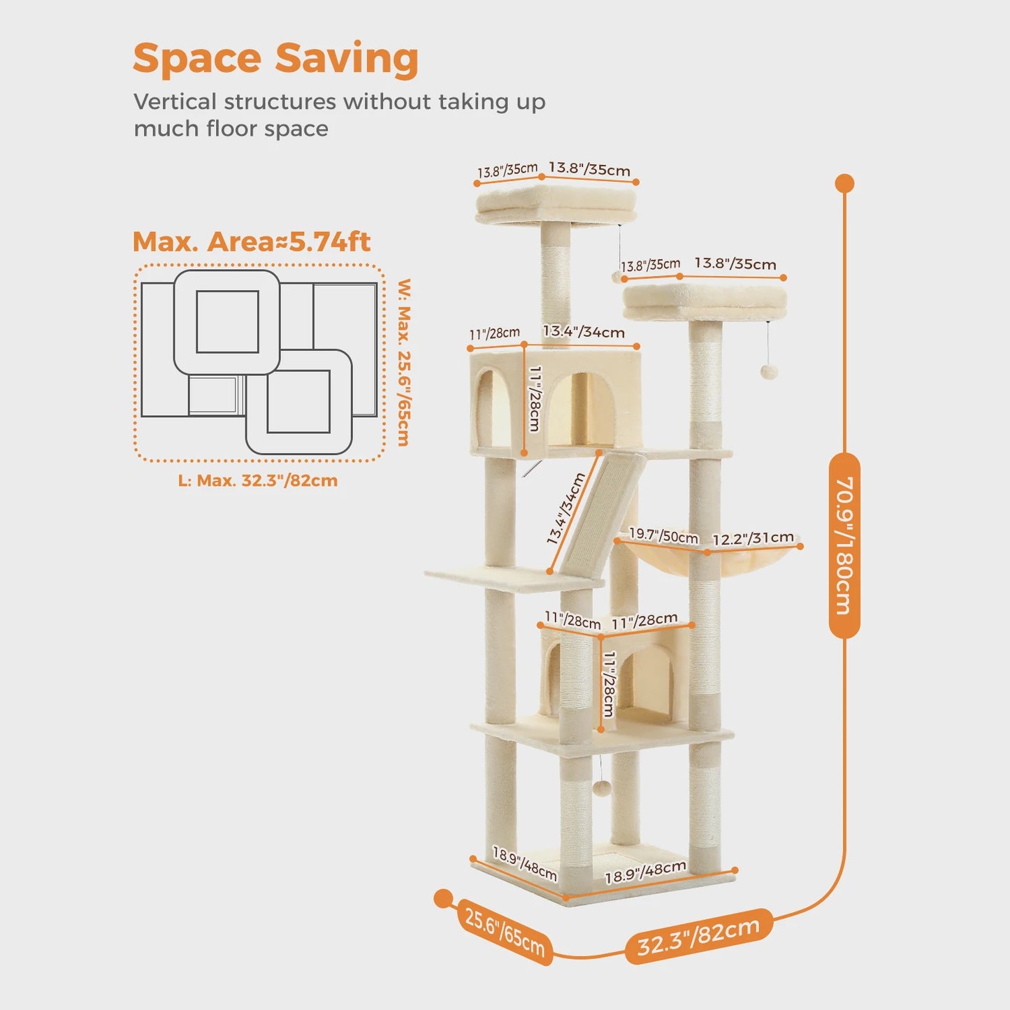 Multi-Level Plush Condo with Scratching Posts & Perches