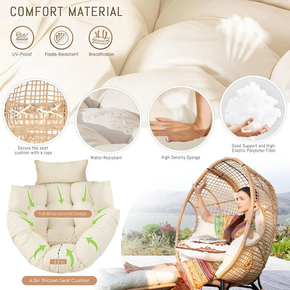 Wicker Rattan Egg Chair with Footrest
