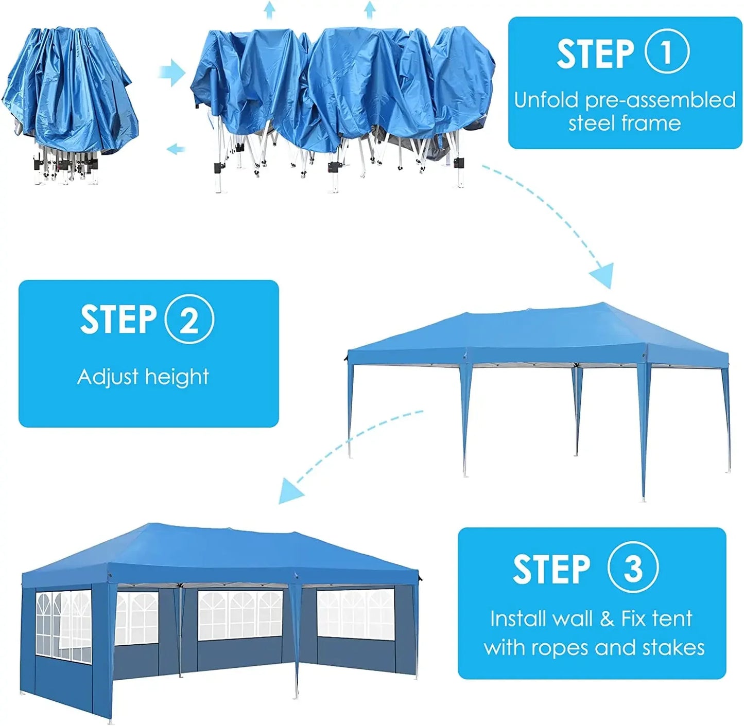 6 Side Panel UV 50+ Popup Gazebo