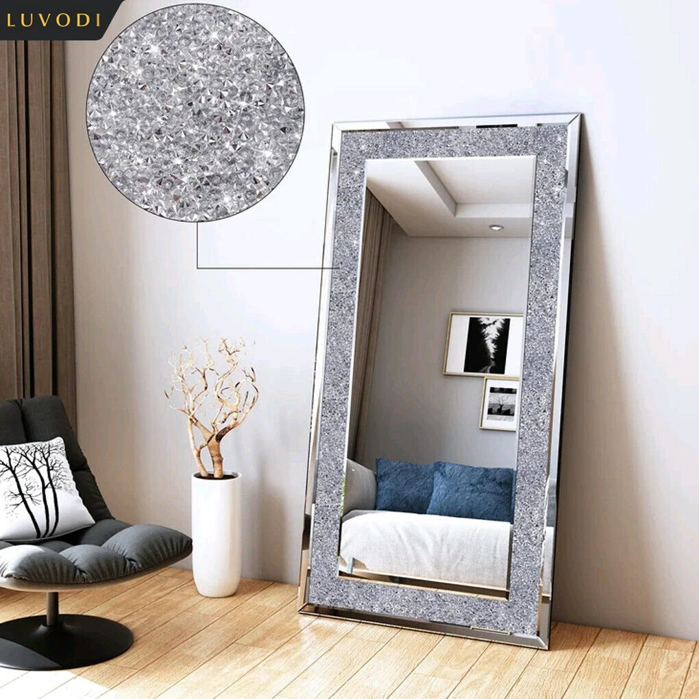 Sparkly Crystal Rhinestone Diamond Frameless Vanity Mirror