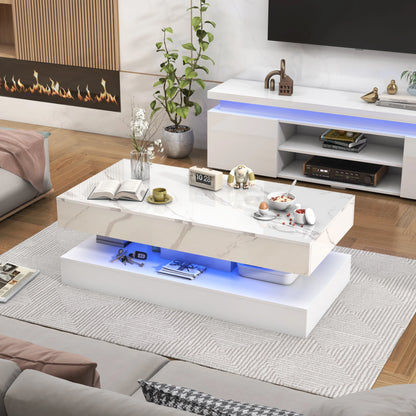 Double-Layer Table with LED Lights