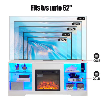 3D Fireplace TV Stand with USB Charging Outlet