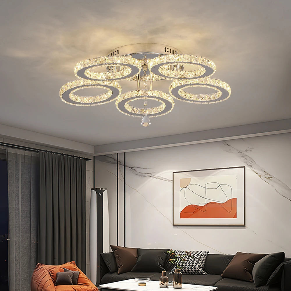 Crystal 5-Ring Chandelier