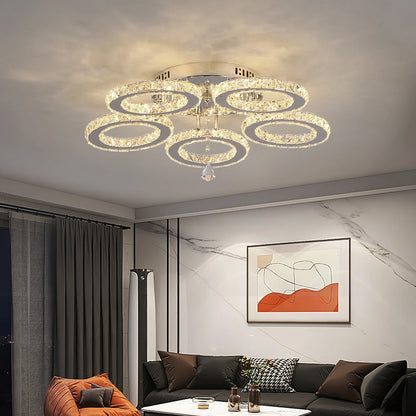 Crystal 5-Ring Chandelier