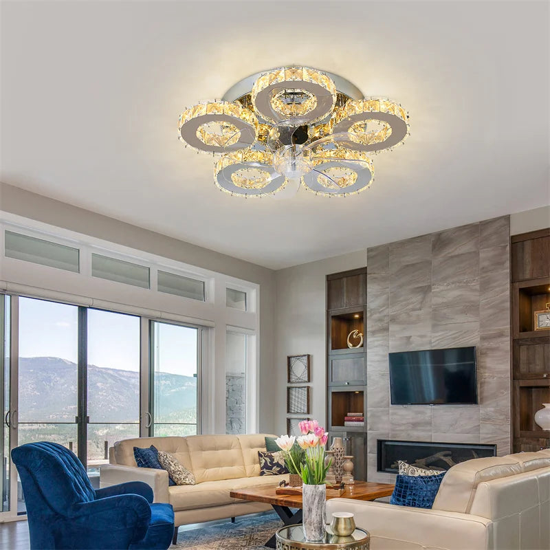 Crystal 5-Ring Chandelier