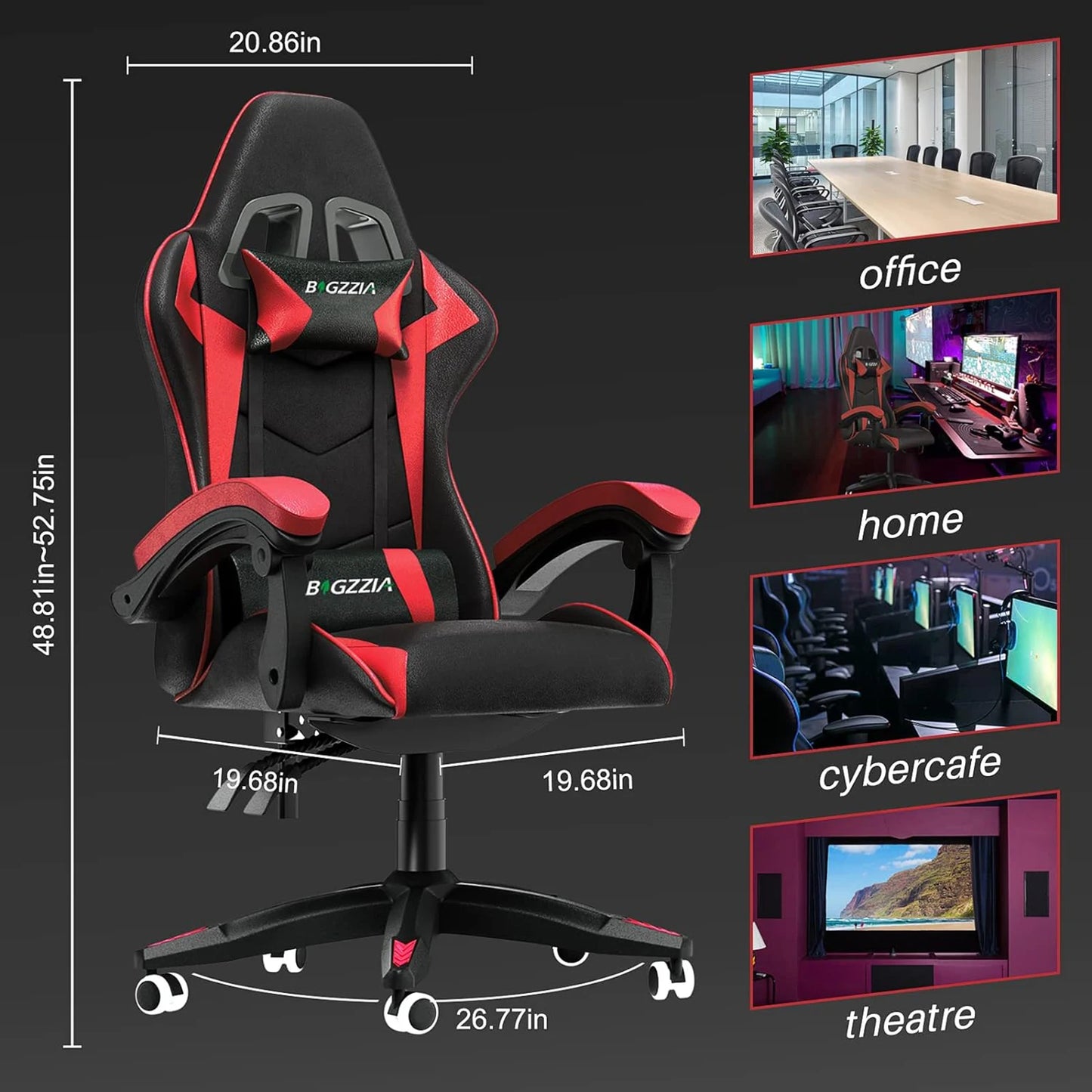 Gamer Chair with Lumbar Cushion & Headrest