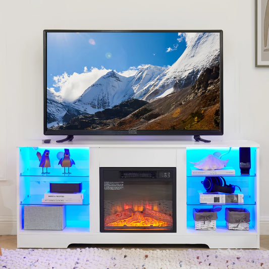 3D Fireplace TV Stand with USB Charging Outlet