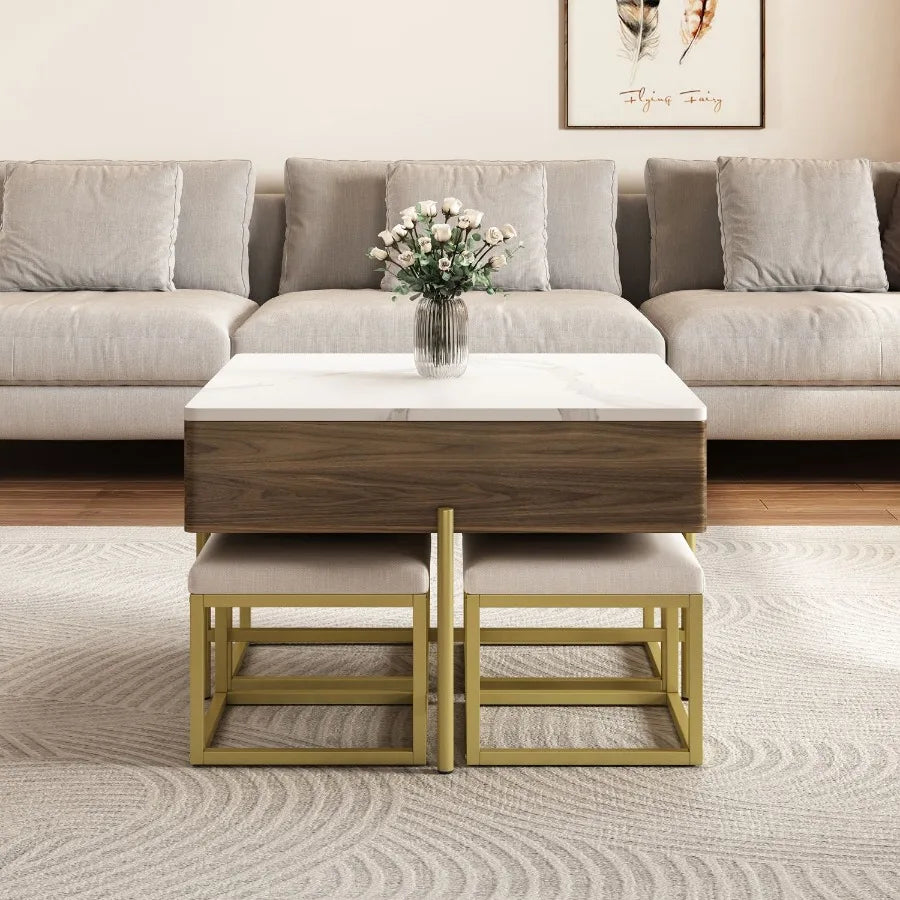 Modern Square LiftTop Coffee Table Set with Storage