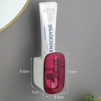 Automatic Wall-Mounted Toothpaste Dispenser & Toothbrush Holder