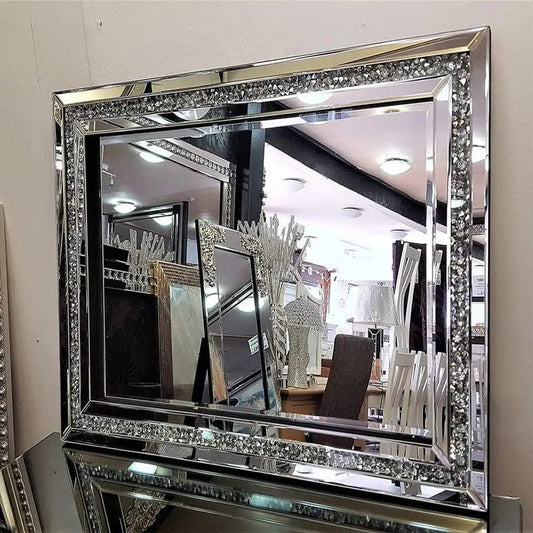 Luxury Crushed Diamond Beveled Wall Mirror