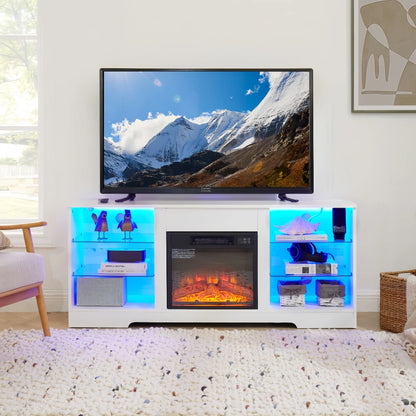 3D Fireplace TV Stand with USB Charging Outlet