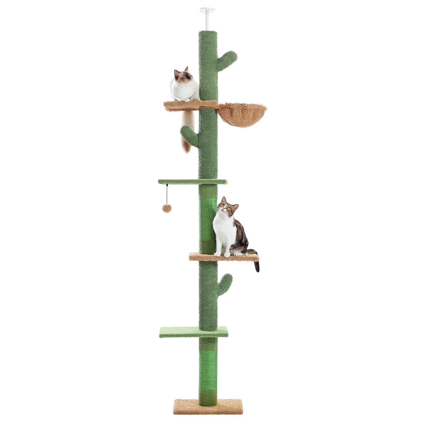Adjustable Ceiling Cat Tower with Scratching Condo