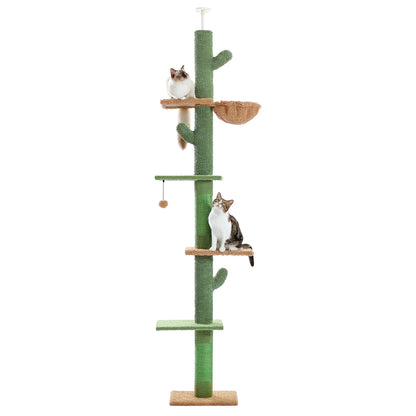 Adjustable Ceiling Cat Tower with Scratching Condo