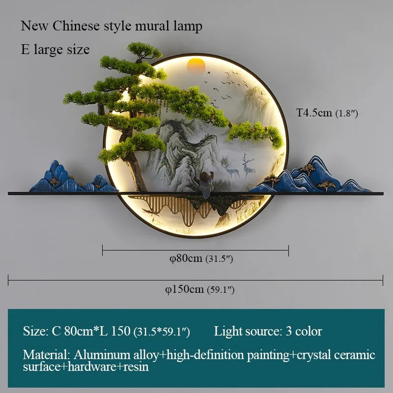 Modern 3D Chinese Landscape LED Lamp