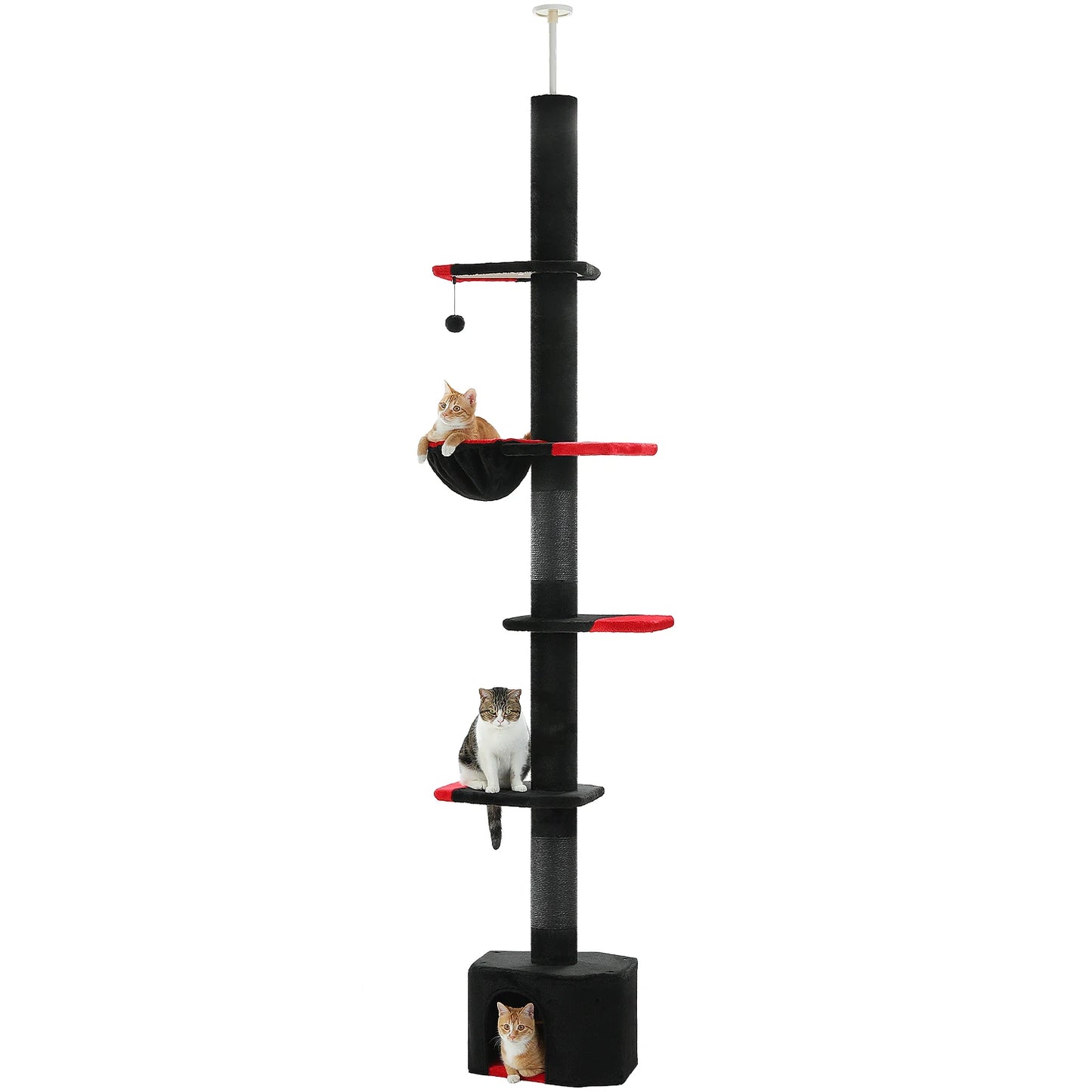 Adjustable Ceiling Cat Tower with Scratching Condo