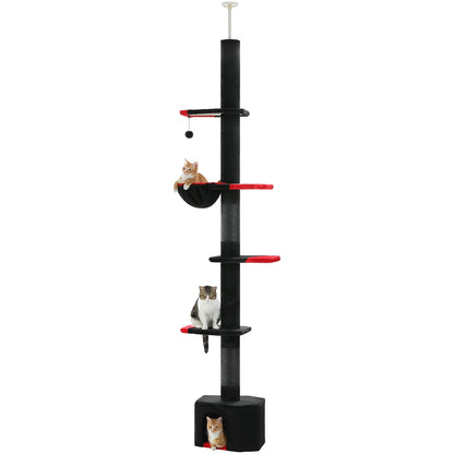 Adjustable Ceiling Cat Tower with Scratching Condo