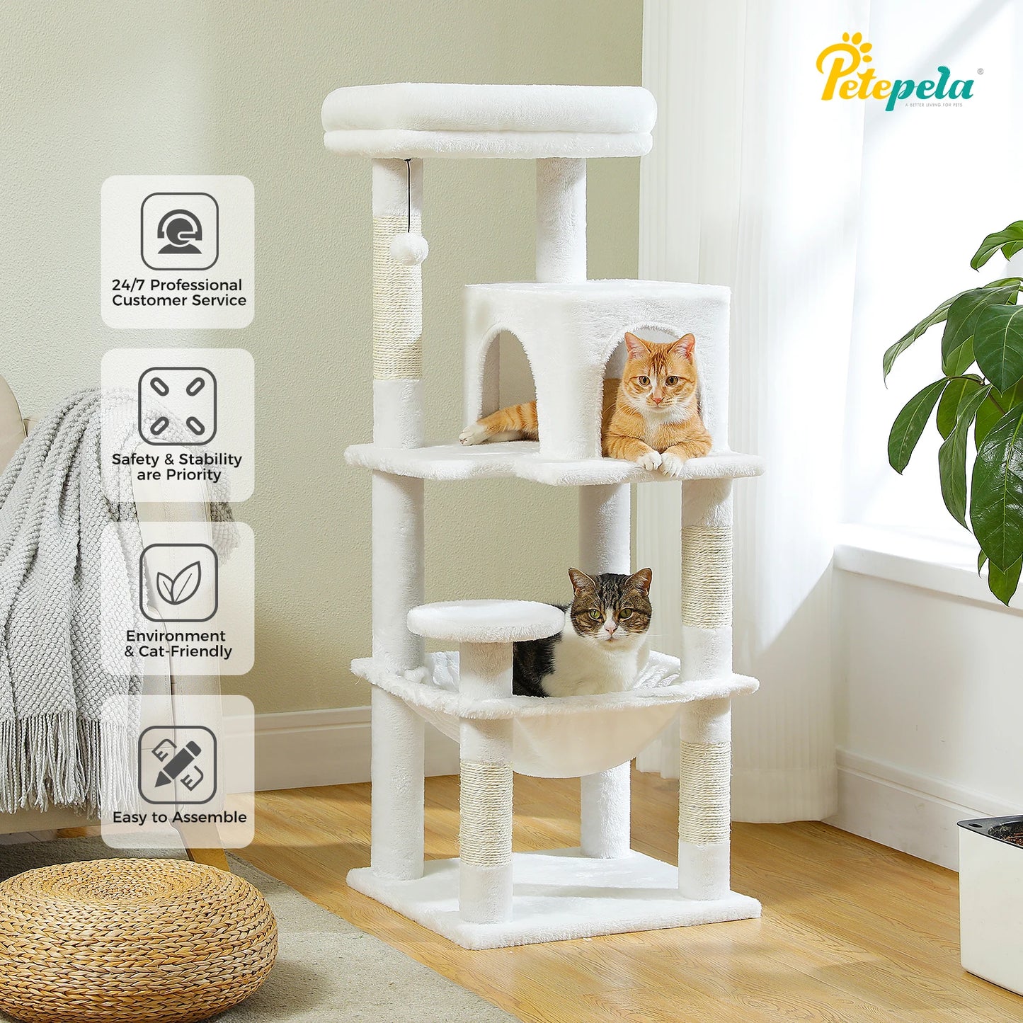 5-Level Cat Tower with Large Hammock Cat Condo