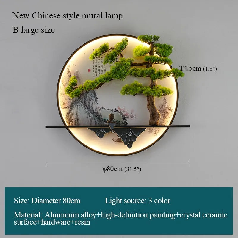 Modern 3D Chinese Landscape LED Lamp