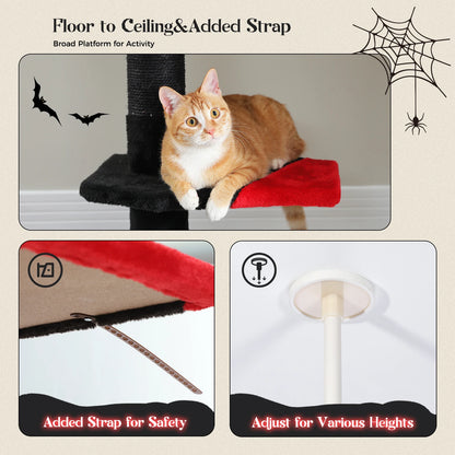 Adjustable Ceiling Cat Tower with Scratching Condo