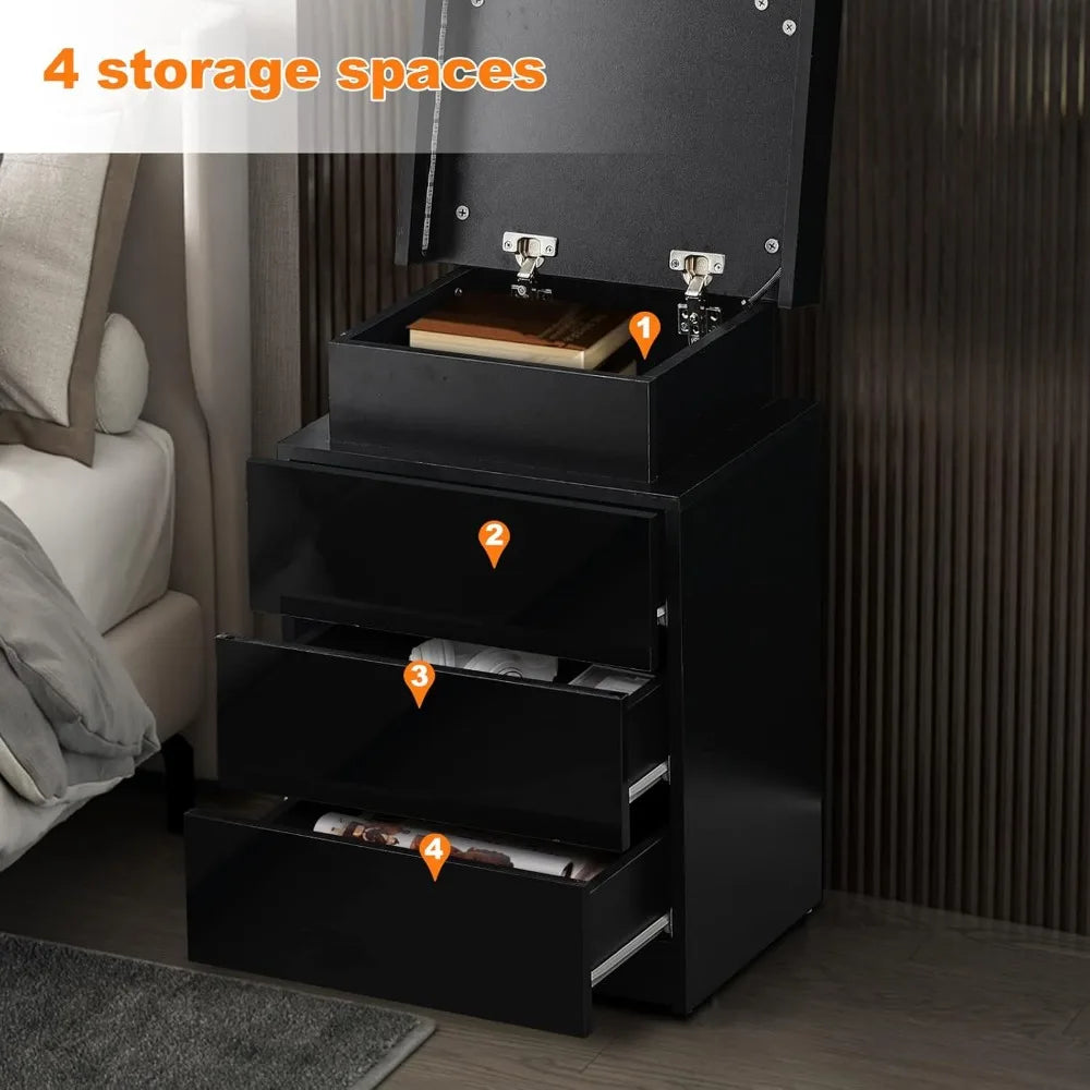 Modern Nightstands Set of 2 with LED Light