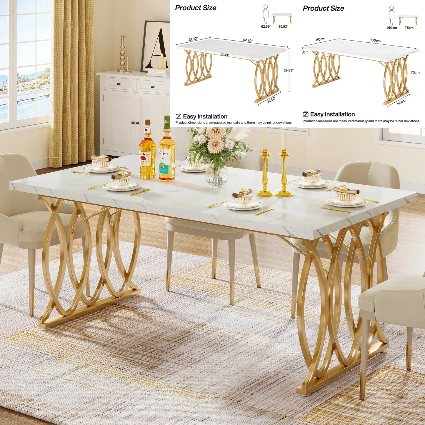 Modern Faux Marble Dining Table