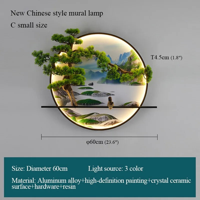 Modern 3D Chinese Landscape LED Lamp