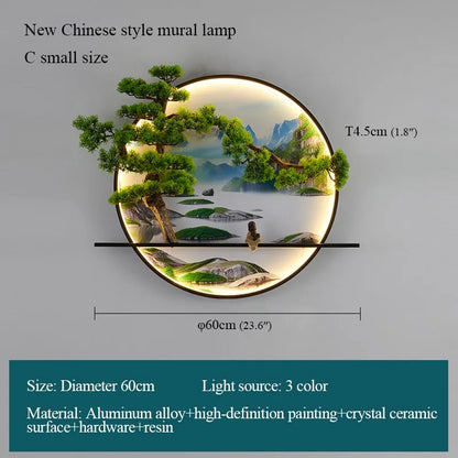 Modern 3D Chinese Landscape LED Lamp