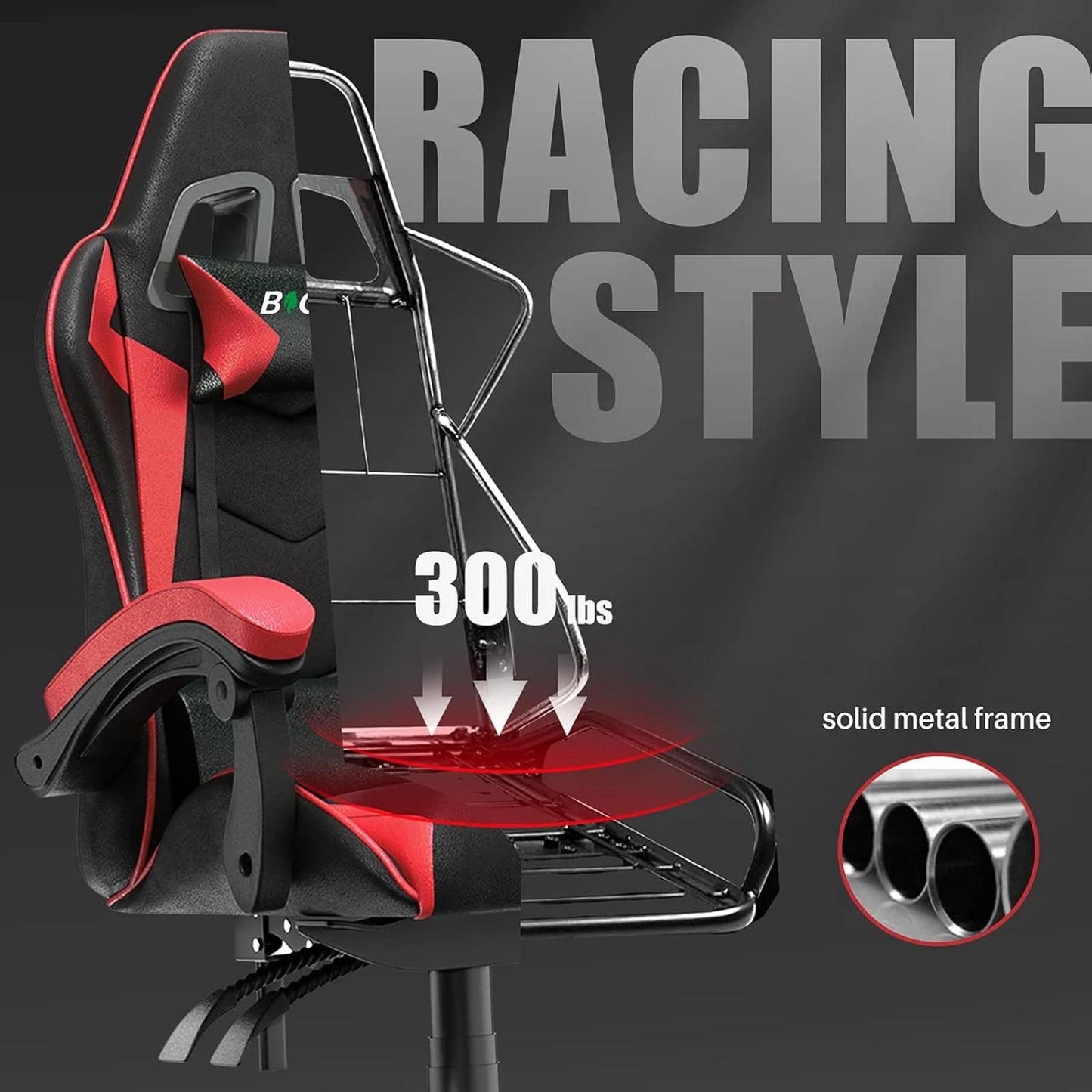 Gamer Chair with Lumbar Cushion & Headrest