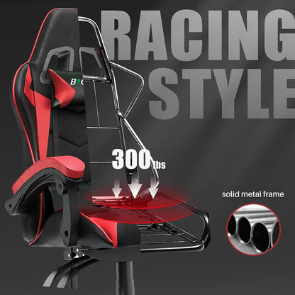 Gamer Chair with Lumbar Cushion & Headrest