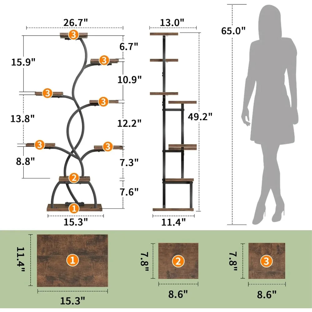 49" Tall Plant Shelf with Lights for Indoor Growing