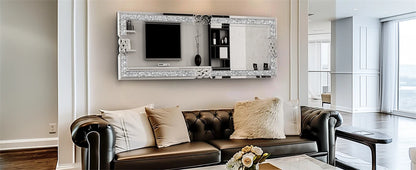 XL Wall Mirror Full Length Floor Mirror with Silver Crushed Diamond Decor