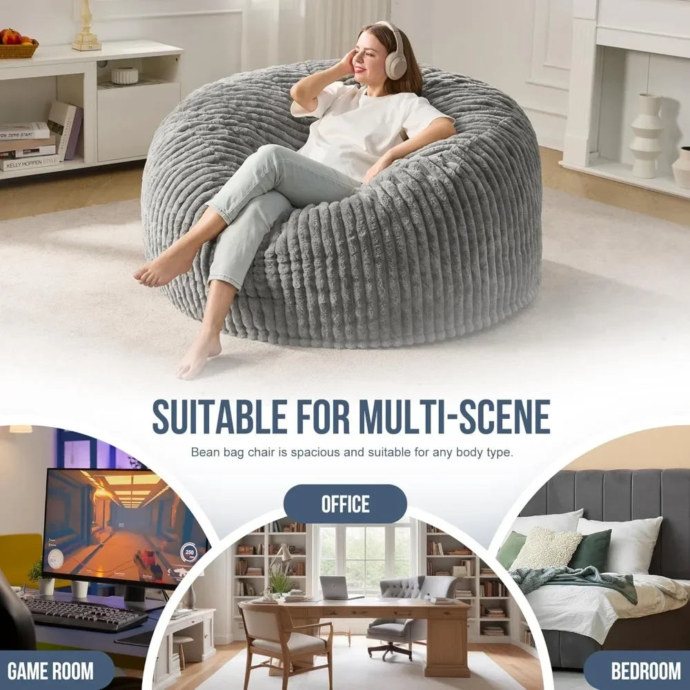Large Stripe Plush Beanbag Chair