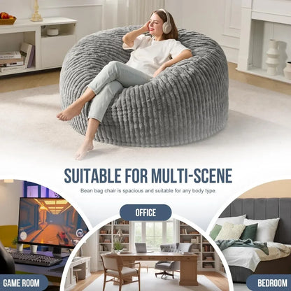 Large Stripe Plush Beanbag Chair