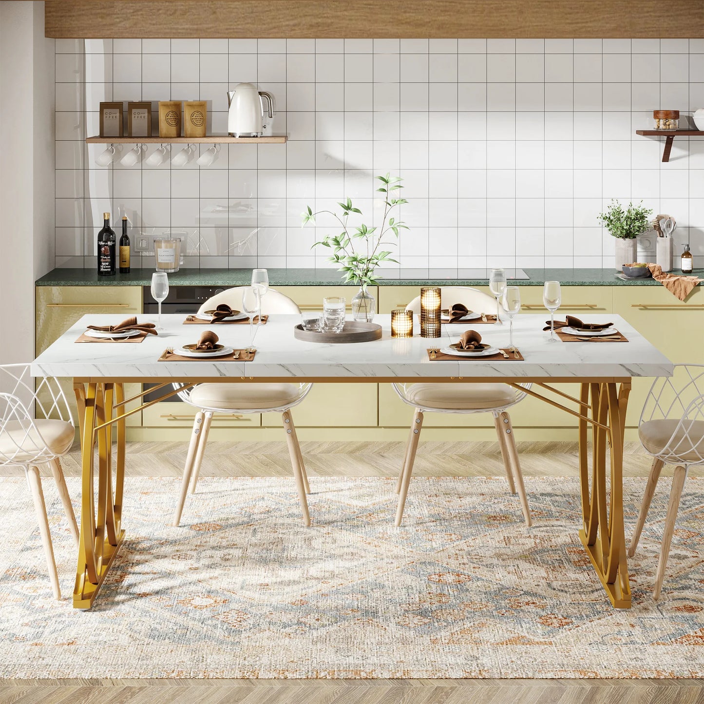 Modern Faux Marble Dining Table
