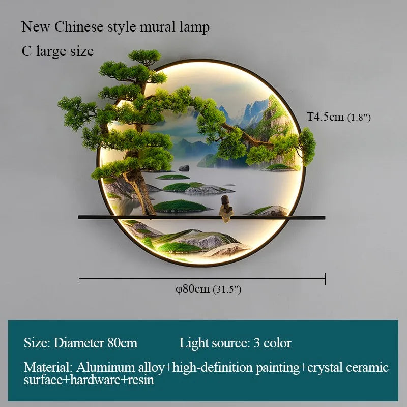 Modern 3D Chinese Landscape LED Lamp