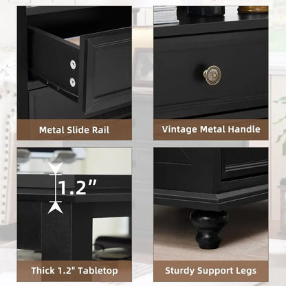 Farmhouse Nightstand with Charging Station