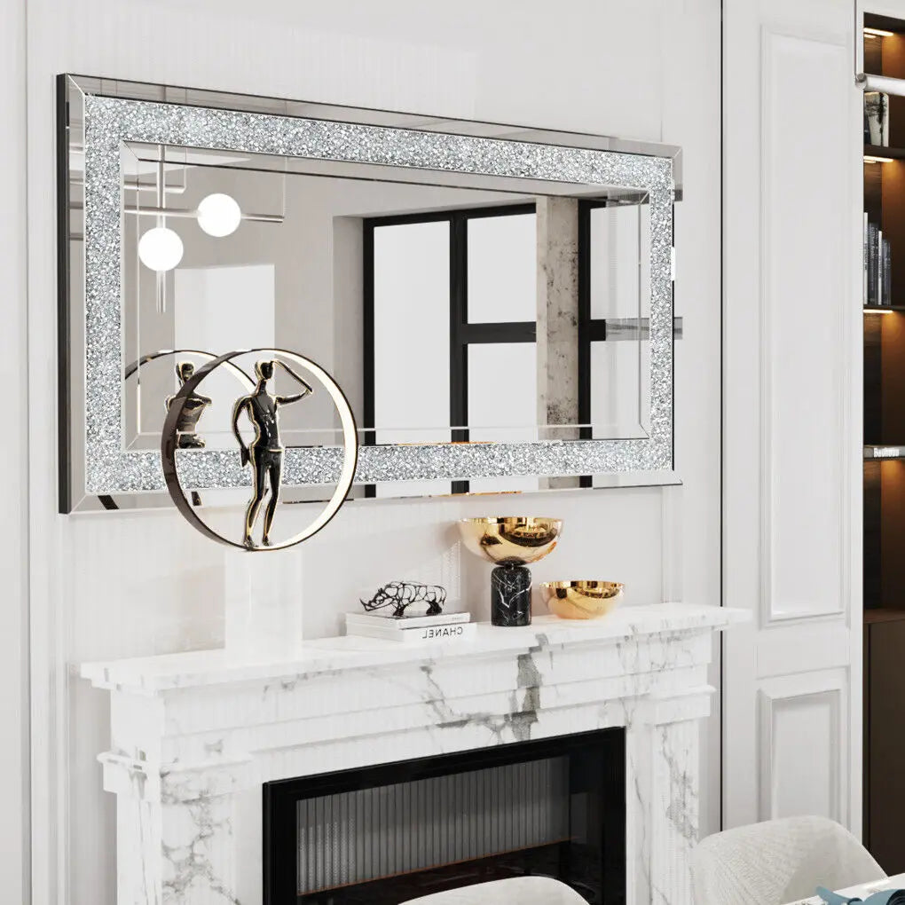 Sparkly Crystal Rhinestone Diamond Frameless Vanity Mirror