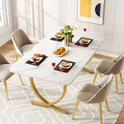 Modern Faux Marble Dining Table