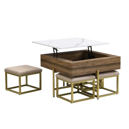 Modern Square LiftTop Coffee Table Set with Storage