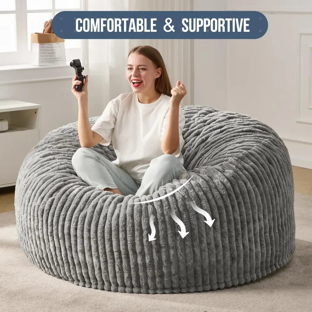 Large Stripe Plush Beanbag Chair