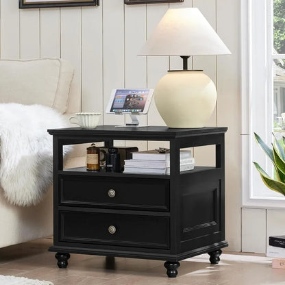 Farmhouse Nightstand with Charging Station