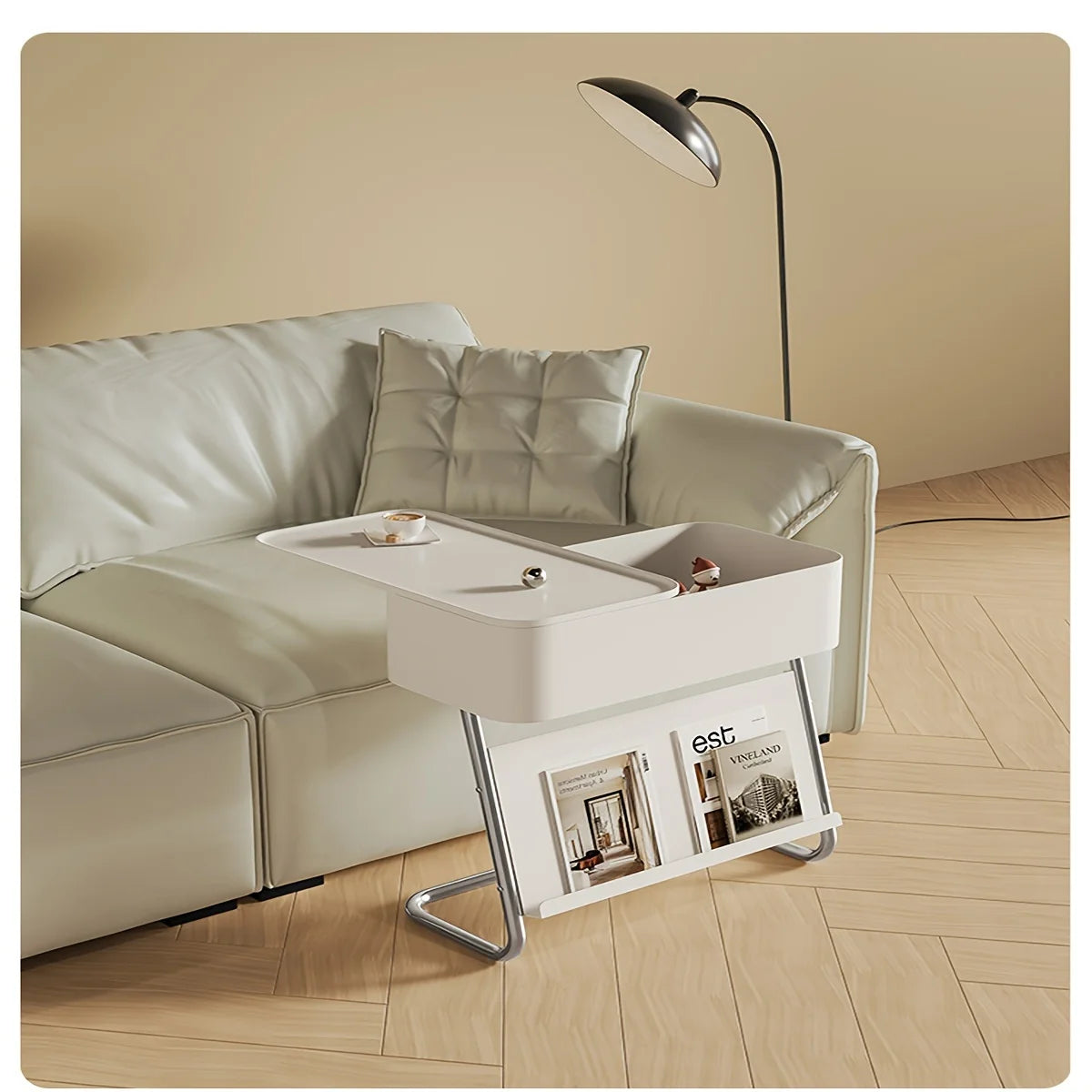 Z Shaped Side Table With Storage