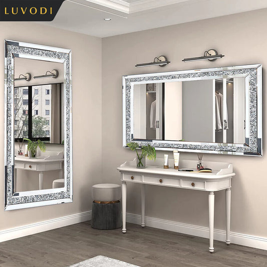 Sparkly Crystal Rhinestone Diamond Frameless Vanity Mirror
