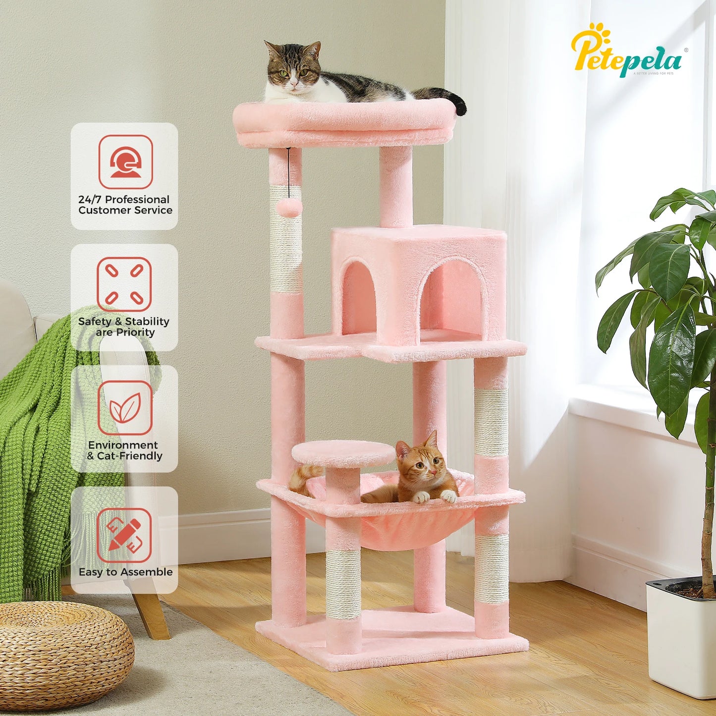 5-Level Cat Tower with Large Hammock Cat Condo